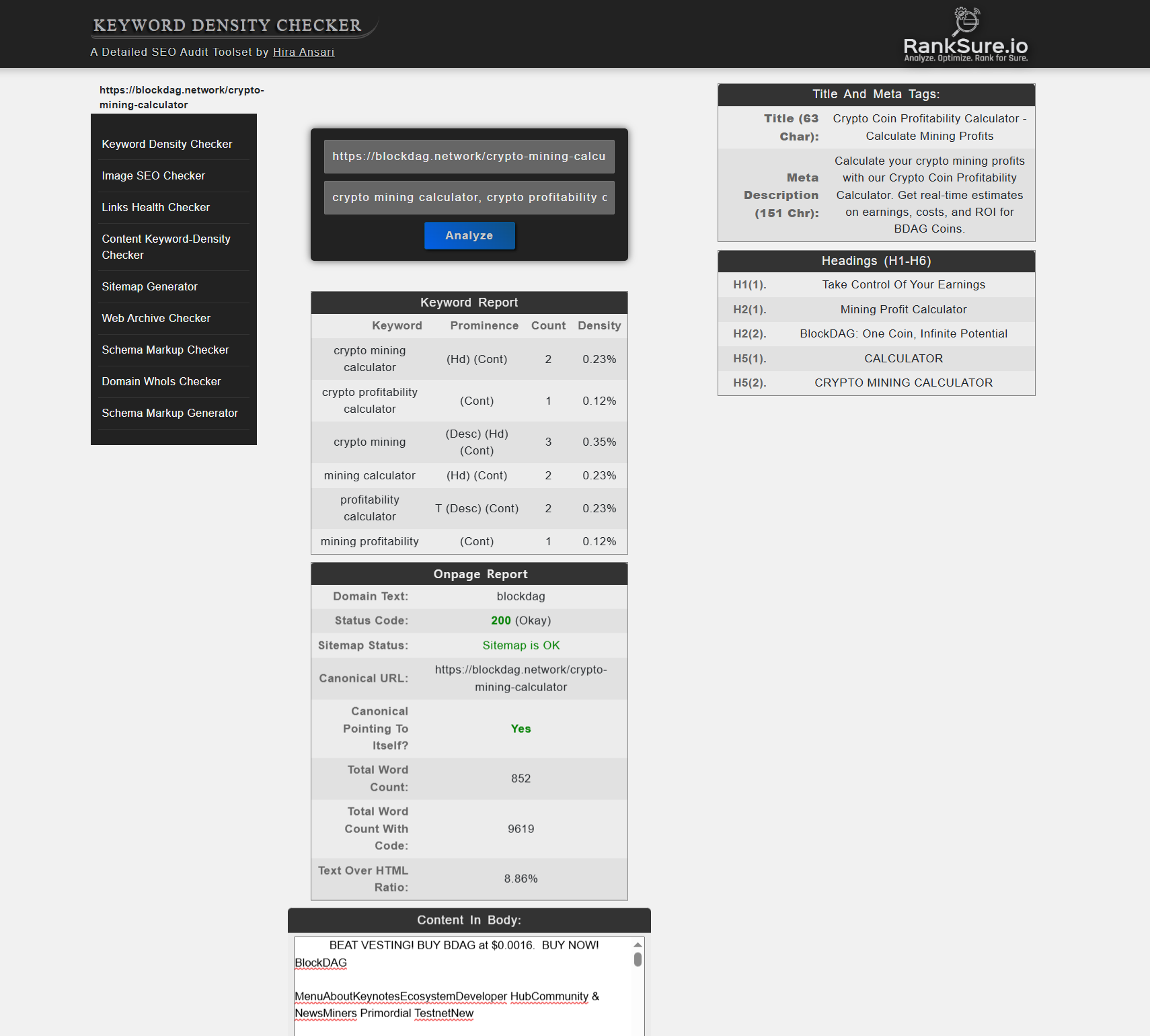 Home 5 RankSure io Free Keyword Density and Prominence Checker Check Unlimited Keyword 08 16 2025 01 51 AM 2